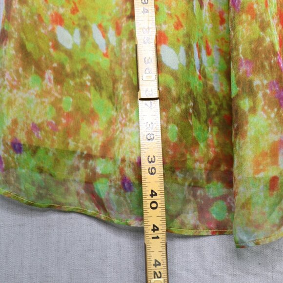 Sundance 100% Silk Fit & Flare Dress Size 10 Green Watercolor Floral Sleeveless - Picture 14 of 16